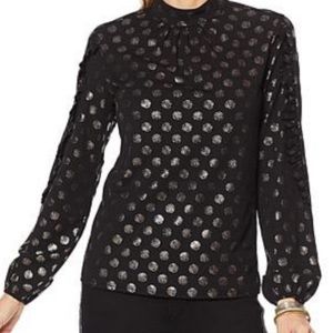 Gun Metal Foil & Black Blouse Top